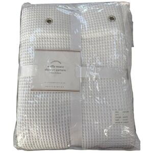 NEW Pottery Barn Waffle Weave Shower Curtain White 72x72 Cotton 3891298